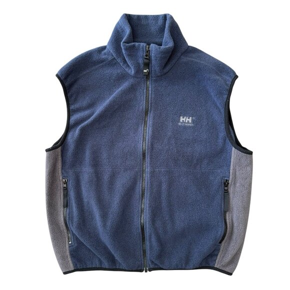 Helly Hansen Fleece Vest Mens Large Full Zip Sleeveless Sweater Mock Neck Blue - Picture 1 of 7